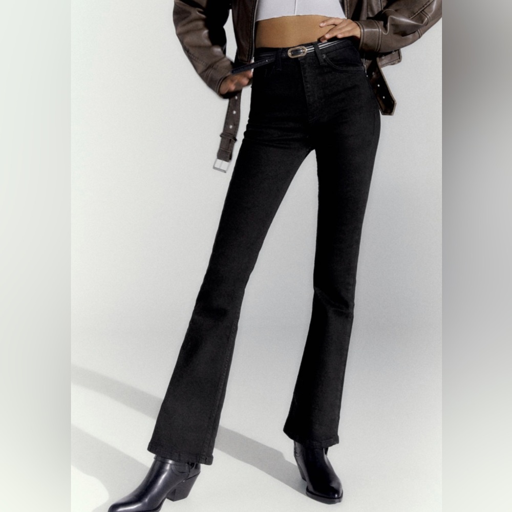 Zara TRF Full Length Flare Jeans Black